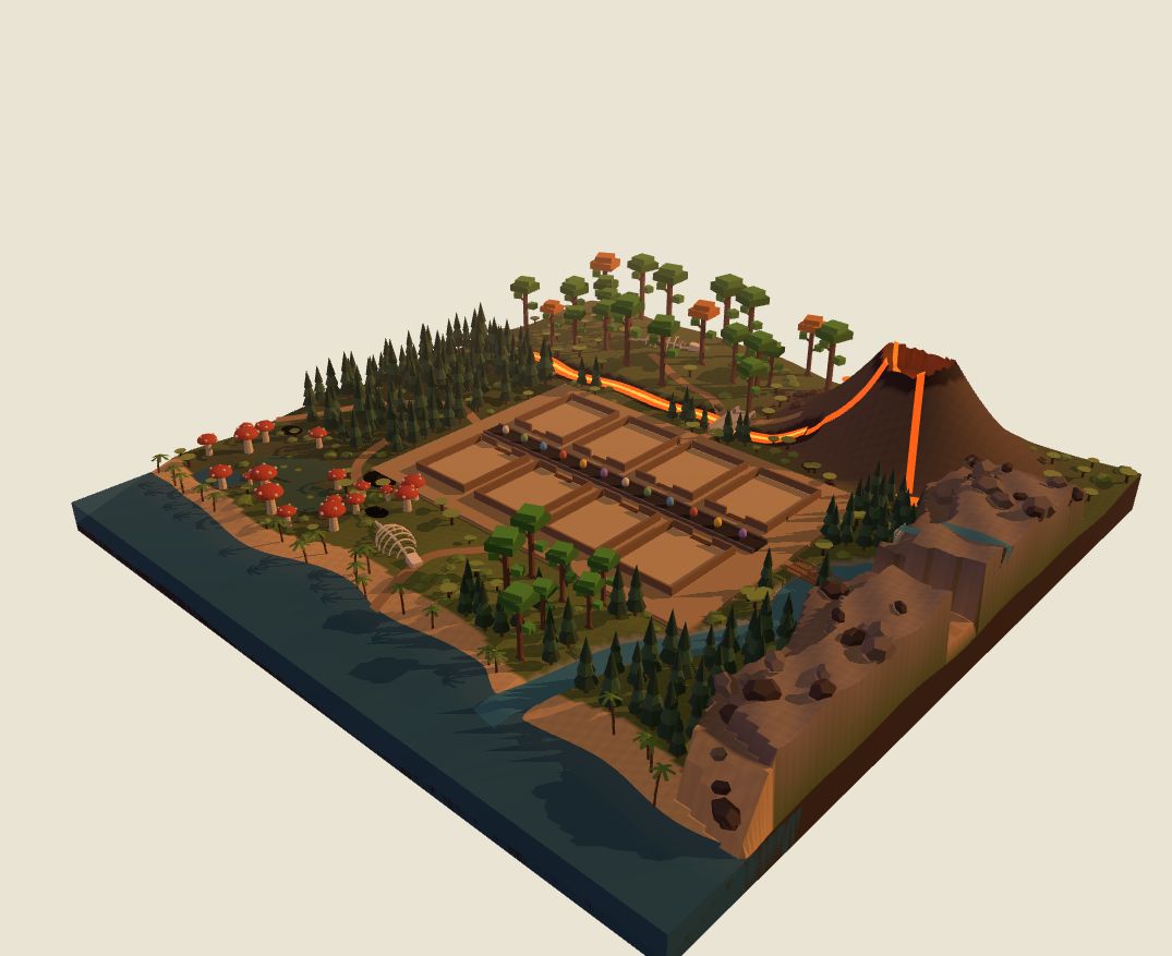 Isometric render of the full prehistoric map